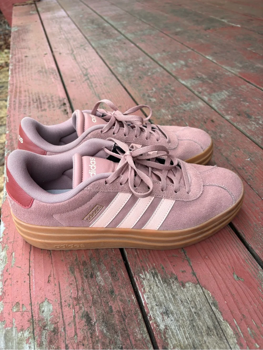 adidas Women’s Dusty Pink Suede Platform Sneakers - Picture 3 of 5